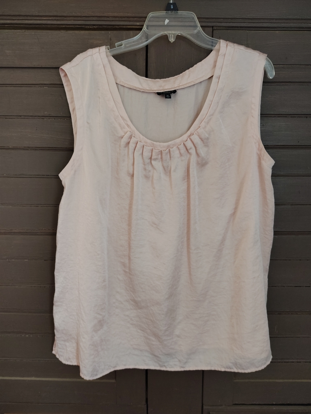 Talbots Blush Peach Sleeveless Pleated Scoop Neck Blouse / Top Size XL